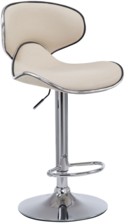 Barhocker FAMIR - Kunstleder Creme 46 x 49 x 88 cm Silber | Barstuhl Mit Lehne Tresenhocker Tresenstuhl Kneipenhocker Kneipenstuhl