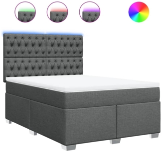 vidaXL Boxspringbett mit Matratze Dunkelgrau 140x190 cm Stoff 3292791