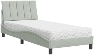 vidaXL Bett mit Matratze "Hanko" Hellgrau 80x200 cm Samt 3208562