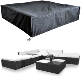 Schutzhülle 240 x 240 x 52 Schwarz Gartenmöbel Rattan Abdeckung Plane Haube Wetter