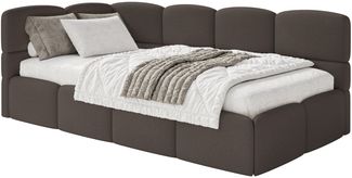 Selsey 'Cloudy' Jugendbett 120x200, Kopfteil links, Matratze & Bettkasten, Chenille Braun