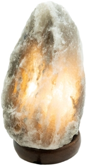 Tischleuchte, Salzkristalle, Naturfarben, Holz, H 19 cm