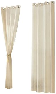 Woltu Gardine (1 St), Ösen, halbtransparent, mit Ösen Leinen Optik Ösenschal