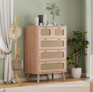Furnishings Home Kombikommode Rattan Sideboard Basic Schrank kommode Küchenschrank (1 tlg), Moderne 100cm breite, Rattan Schubladenfronten, vielseitig einsetzbar