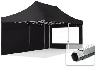 3x6 m Faltpavillon PROFESSIONAL Alu 40mm, Seitenteile mit Panoramafenstern, schwarz