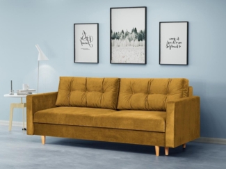 Beautysofa Schlafsofa Sigurd, mit Schlaffunktion und Bettkasten, Polstersofa aus Velours, Sofa im skandinavischen Stil