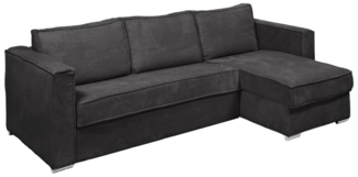 Vente-unique - Eckschlafsofa mit Matratze - Ecke wechselbar - Cord - Anthrazitgrau - Liegefläche 160 cm - Matratze 18 cm - LORETO
