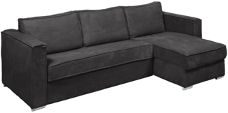 Vente-unique - Eckschlafsofa mit Matratze - Ecke wechselbar - Cord - Anthrazitgrau - Liegefläche 160 cm - Matratze 18 cm - LORETO