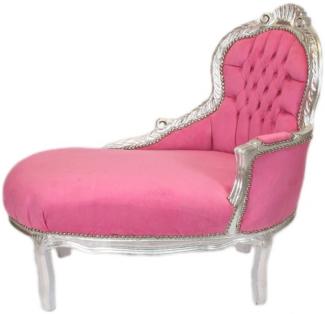 Casa Padrino Barock Kinder Chaiselongue Rosa / Silber Mod2 - Barock Möbel
