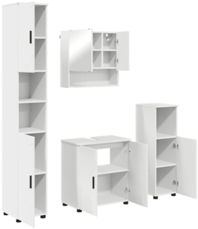 vidaXL Badezimmermöbel-Set mit Tür 4 pcs Weiß Holzwerkstoff & Metall 3392963