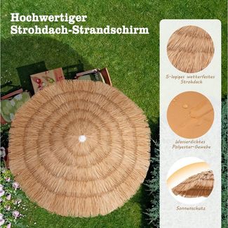 COSTWAY Sonnenschirm, Ø175cm Hawaii Strandschirm höhenverstellbar & neigbar