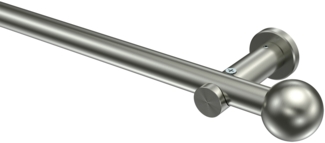 Gardinenstangen-Set Platon Luino 140 cm, 1-läufig (ohne Ringe), 20 mm Ø Edelstahl-Optik