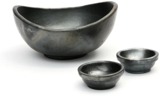 Die Gebrannten Gebogenen Schalen - Schwarz - 3er-Set - Schwarz - 16x14x8cm