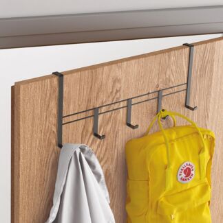 METALTEX 351930000 Türhängeleiste LAVA 38 cm mit 5 Haken, TouchTherm, matt schwarz / Raumsparer