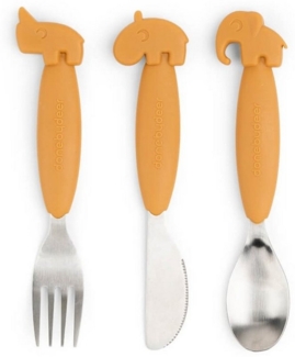 Easy-grip cutlery set Deer friends Mustard 1126864