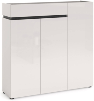 Dmora Joji Schuhregal, Schuhschrank, Mehrzweck-Garderobe für den Eingangsbereich, Schuhschrank, Made in Italy, 120 x 34 x 115 cm, Weiß glänzend und Anthrazit