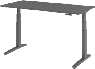 bümö elektrisch höhenverstellbarer Schreibtisch 160x80 cm mit Memory-Steuerung - Design Schreibtisch höhenverstellbar elektrisch, elektrischer Schreibtisch graphit, Gestell graphit, XBHM-16-G-GG