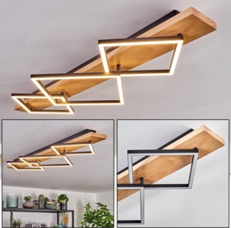 hofstein Deckenleuchte Deckenlampe aus Metall/Holz/Kunststoff in Naturfarben/Schwarz/Weiß, ohne Leuchtmittel, 3000 Kelvin, Leuchte im modernen Design, 42 Watt, 5400 Lumen, 3000 Kelvin