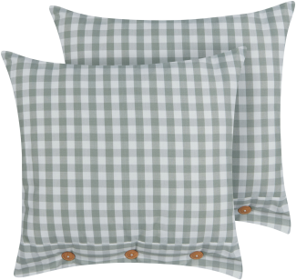 Kissen 2er Set Kariertes Muster TALYA 45 x 45 cm Mintgrün