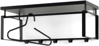 Wandgarderobe REX 3 Schwarz, Garderobe mit 5 Haken und Hutablage