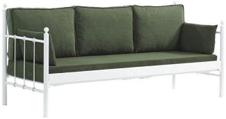 Casa Padrino Jugendstil Gartensofa Weiß / Dunkelgrün 200x70 x H. 92 cm - Garten Sofa - Terrassen Sofa - Jugendstil Garten & Terrassen Möbel