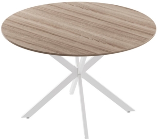 TWSOUL Esstisch Runder Hölzerner Küchentisch Retro Industrieller Esszimmertische,120cm