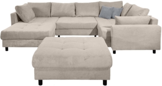 COLLECTION AB Wohnlandschaft Toni U-Form mit Armlehne, inkl. Hocker und Zierkissen in abgesetzter Farbe, mit Bonnelfederkern