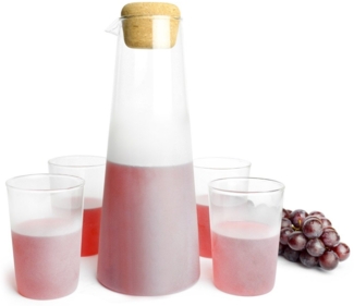 Glaskaraffe mit Korkdeckel und 4 Gläser Wasserkaraffe Weinkaraffe Dekanter Saftgläser