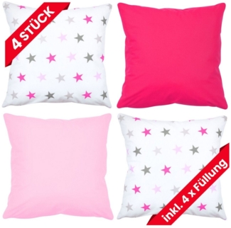 Amilian Dekokissen 4er Set - Dekokissen mit Füllung - 50x50 cm - Deko Kissen