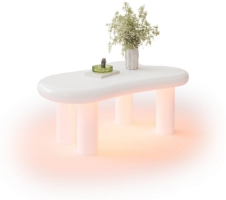 Merax Couchtisch Wolke (98 x 65,5 x 40 cm, 1-St), Beistelltisch Scandi Wohnzimmertisch Kaffetisch mit LED und Schublade