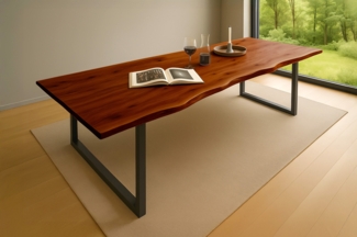 Esstisch Baumkante massiv Akazie nussbaum 280 x 100 schwarz QUINN 80664168