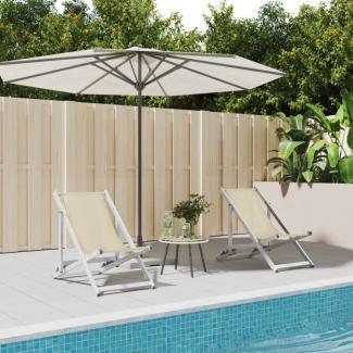 vidaXL Strandstühle 2 Stk. Klappbar Creme Aluminium und Textilene 360169