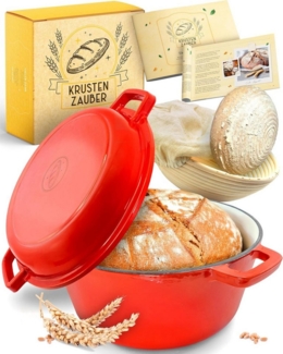 Krustenzauber Brotbackform Brotbackform Gusseisen Topf Brot Backen [inkl. Gärkorb]