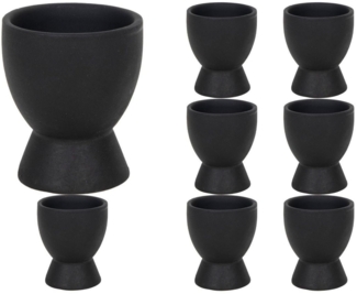 HIT Trading Eierbecher BRUNCH, Ø 6 cm, H 8 cm, Schwarz matt, (Set, 8-tlg), Steingut