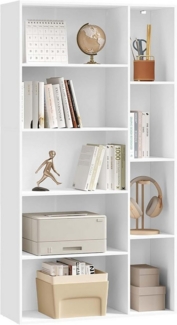 EUGAD Bücherregal, 1-tlg, mit 9 Fächern, freistehendes Regal, 80x150x30 cm, weiß