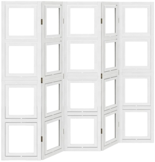 vidaXL 5-tlg. Raumteiler Weiß Massivholz Paulownia 358693