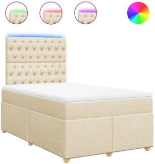 vidaXL Boxspringbett mit Matratze Creme 120x190 cm Stoff 3293531