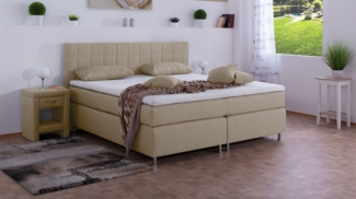 Meisterbetten Boxspringbett Inka 180x220 in WT-Beige, Matratzenbezug Nano, Komfortschaum-Topper