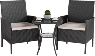 Gartenmöbel Set Polyrattan Lounge Balkonmöbel Schwarz 2 Personen