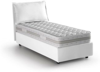 Dmora Ancara-Einzelbett, Bettkasten mit Stoffbezug, 100 % Made in Italy, Öffnung vorne, inklusive Matratze 80 x 200 cm, Weiß