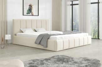 Polsterbett Doppelbett DETROIT Komplettset 160x200cm Stoff Magic Velvet Creme