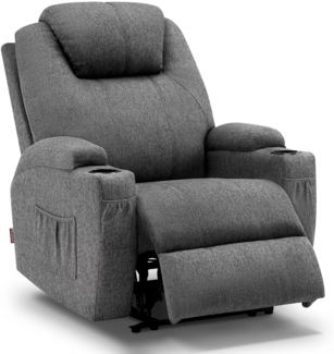MCombo Elektrisch Relaxsessel Massagesessel Fernsehsessel 7061, mit Liegefunktion, mit Vibration Heizung, Stoff, Grau, 92 x 92 x 109 cm