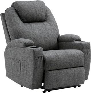 MCombo Elektrisch Relaxsessel Massagesessel Fernsehsessel 7061, mit Liegefunktion, mit Vibration Heizung, Stoff, Grau, 92 x 92 x 109 cm