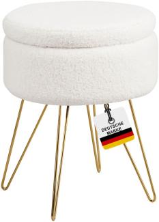 Albatros Hocker mit Stauraum Cannes Sitzhocker mit Stauraum, Modernes Design, Edler Sherpa-Bezug Sitztruhe Sitzbank mit Stauraum  optimal als Fußhocker Hocker Schminktisch, Weiss