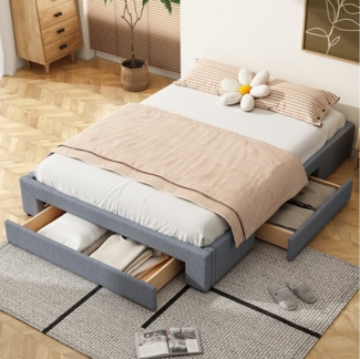 STILVORA Polsterbett 160×200 mit Schubladen,Stauraumbett ohne Kopfteil,ohne matratze (160x200cm), ohne Matratze