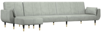 vidaXL Schlafsofa in L-Form Hellgrau 275x140x70 cm Samt 3157206