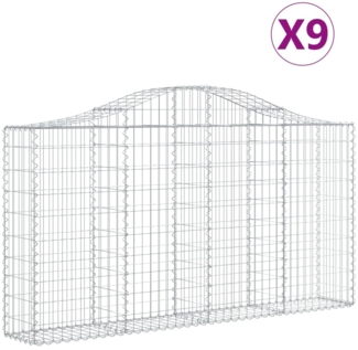 vidaXL Gabionen mit Hochbogen 9 Stk. 200x30x100/120cm Verzinktes Eisen 3145437