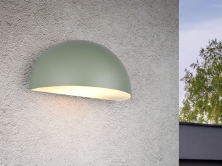 Halbrunde Downlight Außenwandleuchte MAAS Grün, Breite 27cm