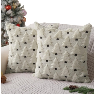 Coonoor Kissenbezug Weihnachtskissenbezüge, Weihnachtsdekorationen aus weichem Plüsch, (2 Stück), Weihnachtsbaum, Urlaub Dekoration