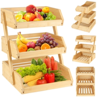 JEOBEST Obstschale Obstkorb Brotkorb mit 3 Etagen, (1-tlg, Bambus) Servierkorb,Snack-Ausstellungsständer